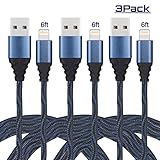 iPhone Cable, EverDigi 3Pack 6FT Lightning to USB Cable, Premium Nylon Braided Charging Cable Cord Compatible with iPhone 7/ 7 Plus/6/6s/6 plus/6s plus, iPhone 5/5s/5c,iPad, iPod & More (Blue)