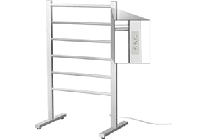 SHARNDY Electric Towel Warmer Rack Built-in Timer Freestanding Heated Towel Bar ETW78-1 (Brushed with Built-in Timer)