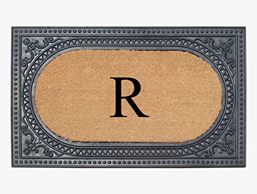 A1HC Natural Rubber & Coir 23x38 Monogrammed Doormat For Front Door, Anti-Shed…