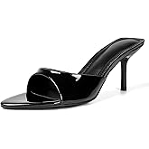 QIV Leopard Kitten Heels Pointed Toe Mule Heels for Women Open Toe Kitten Heel for Party Dressy Wedding