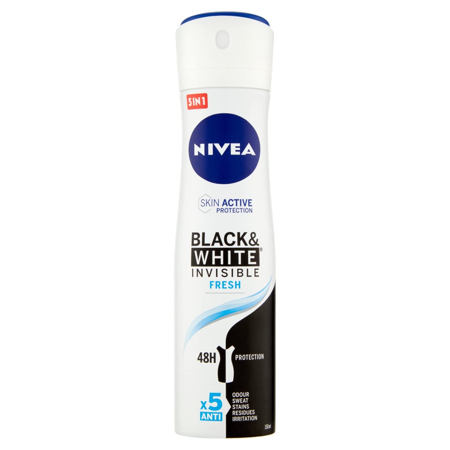 NIVEA Women's Deodorant Spray Invisible For Black&White Fresh - 150 ml, 150 ml