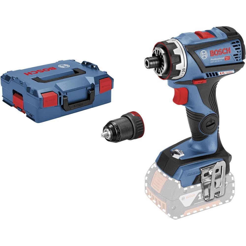Bosch Professional 18V System Cordless Drill Driver GSR 18V-60 FC (incl. drill chuck adapter, without battery/charger, L-BOXX) – FlexiClick system