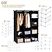 Tespo portable clothes wardrobe closet storage organizer with doors 12cubes,black,white