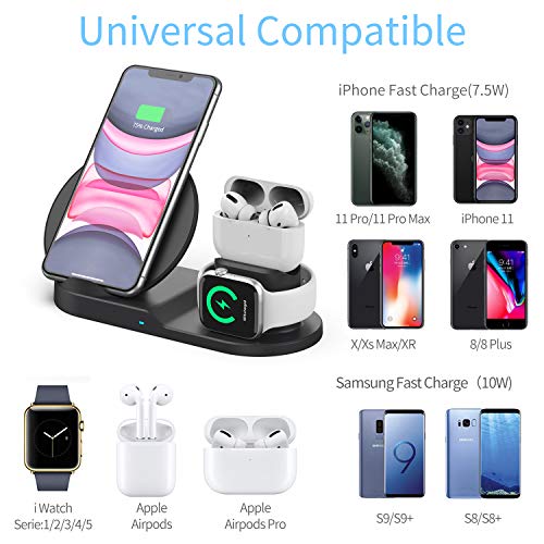 Wireless Charger, TUOKE 3 in 1 Qi-Certified 10W Fast Charger Station Compatible Apple Watch Airpods  - //coolthings.us