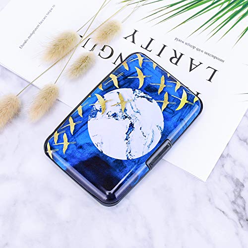 Elfish RFID Blocking Credit Cards Holder Aluminum Wallet Metal ID Case for Men Women (bird moon) - Thumbnail 7