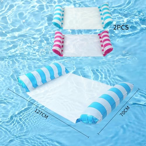 Adult 2-Piece Swimming Pool Buoy, Inflatable Pool Bed, XL 4 in 1 Inflatable Mattress for 2 People, Hammock & Floating Net Rest, Suitable for Summer Pools, Thick PVC
