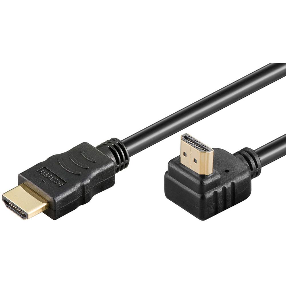 PremiumCord 4K High Speed HDMI + Ethernet Cable 1 m, Compatible with Video 4K 2160p, Full HD 1080p, Deep Colour, 3D, ARC, 3x Shielded, 10.2 Gbps, Gold-Plated 90° Connectors, Black