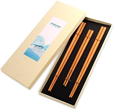 Zomchain Chinese Chopsticks Reusable Bamboo Chopsticks Gift Box 3pairs with Carrying Bag