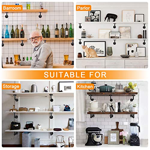 TORACK Pipe Shelf Brackets, 6pack Heavy Duty DIY Industrial Pipe Shelving Brackets