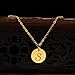 THREE KEYS JEWELRY Stainless Steel 18k Gold Tone Initial Alphabet Disc Pendant Necklace 18