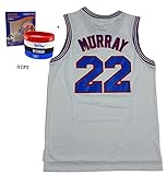 Murray 22 Space Jam Jersey Basketball Jersey Include Free Themed Wristbands (WHITE, L)