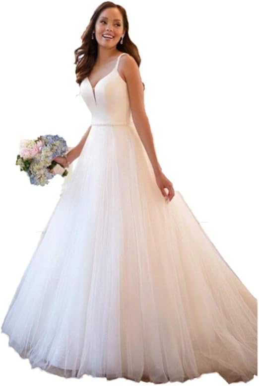 backless tulle wedding dress