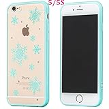Buyus iPhone 5S / 5 / SE Cases for Girls / Teen Girls / Boys / Women / Men, Clear Crystal Hard Back with Cute Design and Soft Rubber Protective Bumper (Snowflake, Blue)