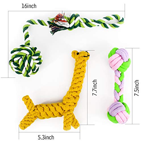 Kamots Beauty Dog Rope Toys, Puppy Chew Toys, Puppy Teething Toys, Dog Toy Ball, Dog Flying Discs, Dog Toys Set for Small Medium Pet Aggressive Chewers