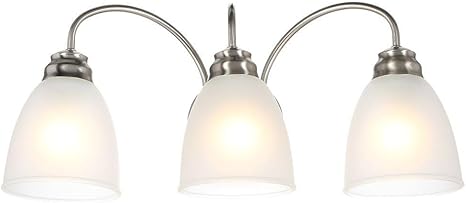 3 Light Brushed Nickel Vanity Light With Frosted Glass Shades Amazon Com