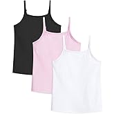 Auranso Girls Undershirts Toddler Camisole Adjustable Straps Cami Dance Tank Tops 3 Pack