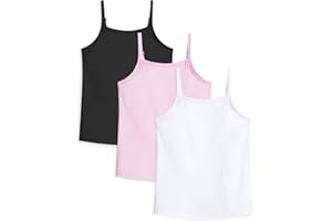 Auranso Girls Undershirts Toddler Camisole Adjustable Straps Cami Dance Tank Tops 3 Pack