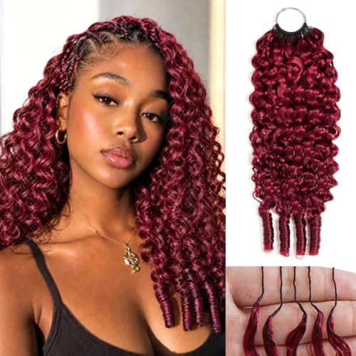 Crochet Human Hair Extensions 24 Inch Burgundy Red