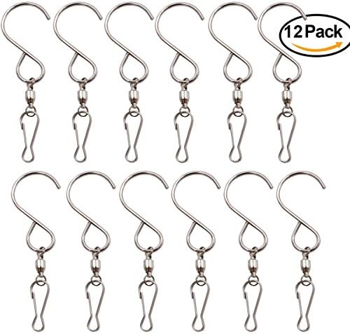 Dreecy Swivel Hooks Clips for Hanging Wind Spinners Hanger Wind Chimes Crystal Twisters Party Supply (12 Pack)