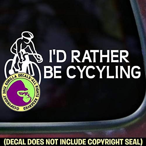I'D RATHER BE CYCLING Biking Road Vinyl Decal Sticker A