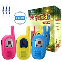3 Pack Kid Walkie Talkies, 2 Miles Transmission Rechargeable Walkie Talkies for Kids with Lanyards for Outdoor Adventure, Best Gift for Boys and Girls(Not Include Rechargeable Batteries)