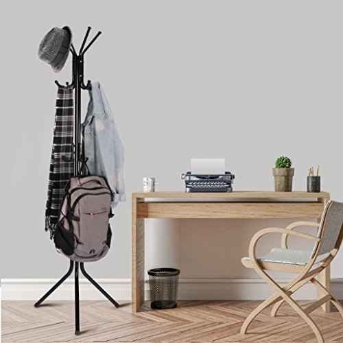 WILSHINE Coat Rack Stand Heavy Duty Coat Tree Black Metal Modern for
