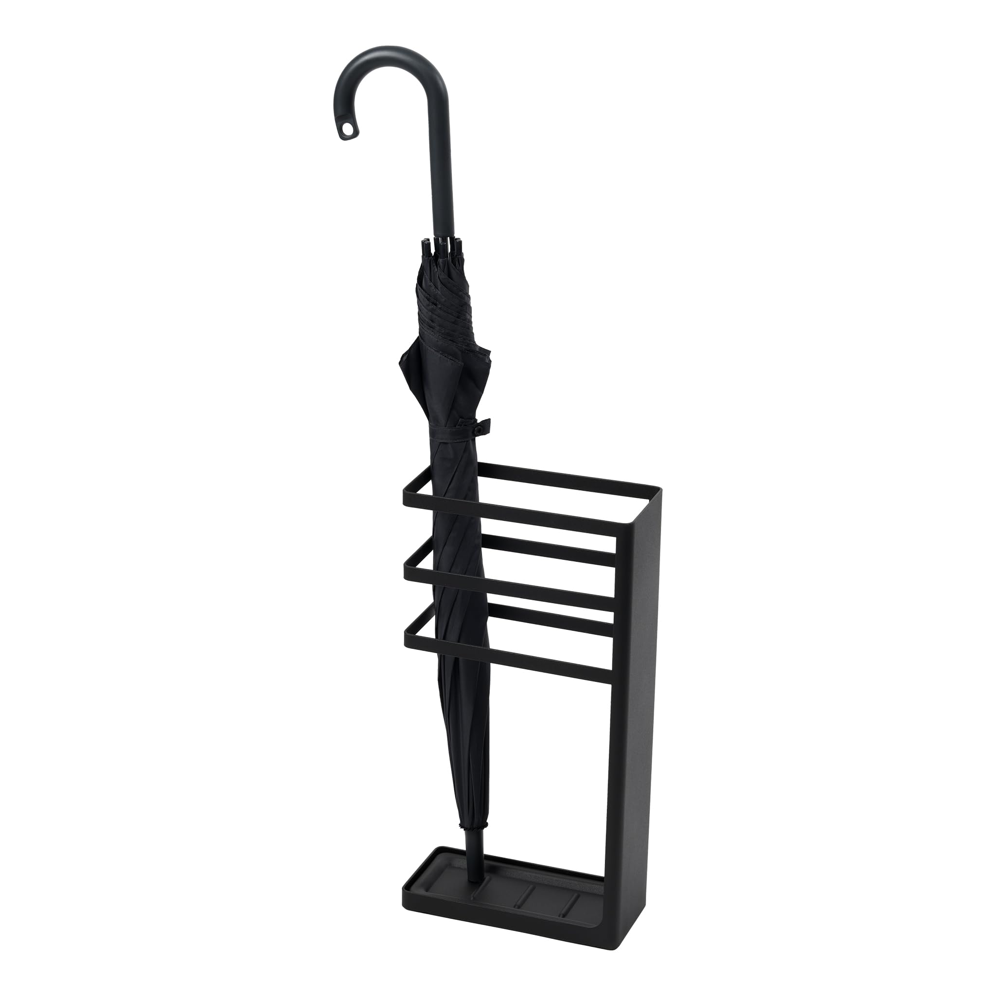 Yamazaki 7933 LAYER Slim Umbrella Stand, Black, Steel, Minimalist Design, 23 x 10.5 x 45 cm (LxWxH)