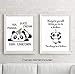 Homdeco Unicorn Panda Art Print Set Of 3 (8”X10”, Motivational Canvas Wall Art, Keep Clam And Be A Pandicorn Printing For Kids Room Decoration, No Frame