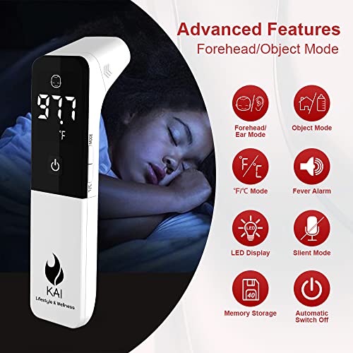 Kai LED Forehead and Ear Thermometer for Adults, Kids and Babies
