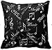 Decorbox Black And Grey Music Notes Throw Pillows Custom Throw Pillow Case Personalized Cushion Cover Pillowcase Square Pillow Cover 16x16