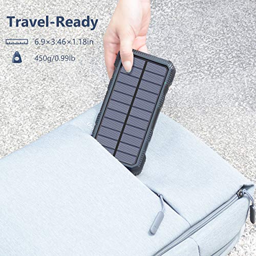 Hiluckey Solar Charger 26800mAh Power Bank PD 18W Portable Charger with USB C Port External Battery with LED Flashlight for Smartphones, Tablets, Laptops and More - Thumbnail 4