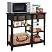 VASAGLE Microwave Cart with Drawer, Kitchen Baker’s Rack with Colorful Storage Shelf, Microwave Oven Stand, Solid Wood Legs, Rustic Style, Country Brown for Living Room Kitchen UKKC03GL