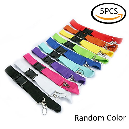 Durable Detachable Neck Strap/String Lanyard(5PCS), Multi Colors, 21", with Metal Swivel Hook, Keychain Holder, Business ID Badge Card Holder,for Cell Phone, USB, or Camera (5B)