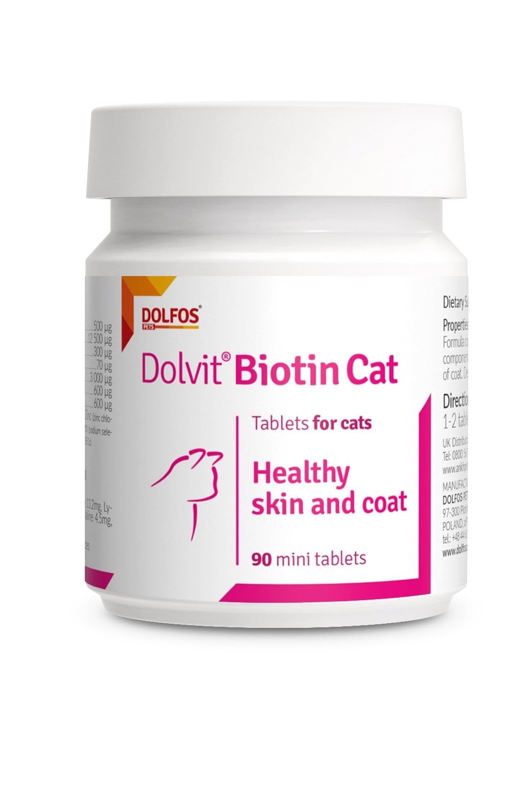 Dolvit Biotin Cat 90 mini tablets Healthy Skin and Coat for Cats