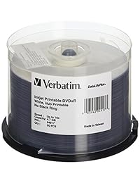 Inkjet Printable DVD + R discos, 4.7 GB, 16 x, Spindle, 50 Unidades, Color blanco Blanco
