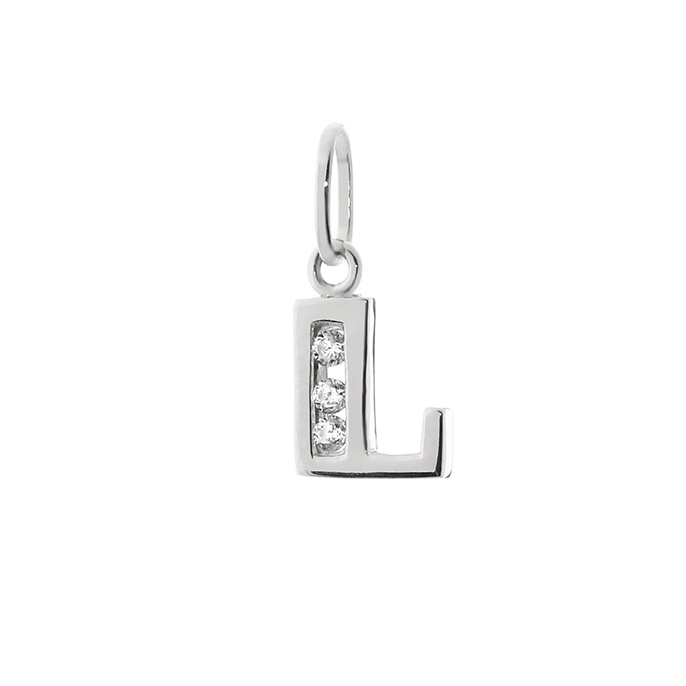 NKlaus letter L small pendant 925 sterling silver 8mm alphabet zirconia 9184