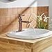 BWE Waterfall Bathroom Faucet Single Handle One Hole Sink Faucet Supply Hose Included Lavatory Deck Mount Copper