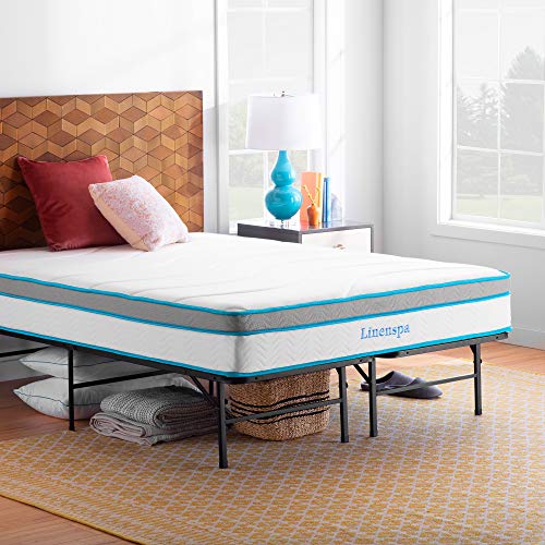 Linenspa 10” Memory Foam and Innerspring Hybrid Mattress + 14” Black