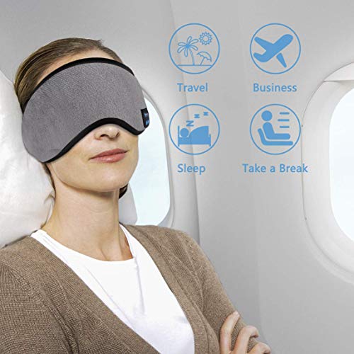 Homder Sleep Headphones Bluetooth 5.0 Eye Mask for Men Women, Noise Cancelling Sleeping Mask Block Light, Soft Comfort with Adjustable Strap for Sleeping, Meditation, Travel, Washable