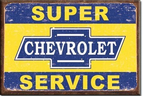 ART/ARTWORK FEATURED ON A MAGNET - Licensed Collectibles, Nostalgic, Vintage, Antique And Original Designs - GREAT HISTORIC CAR THEME [3542851355] - "Super Chevrolet Service [chevy]" [great image and stylish design] [TSFD] by TSBD
