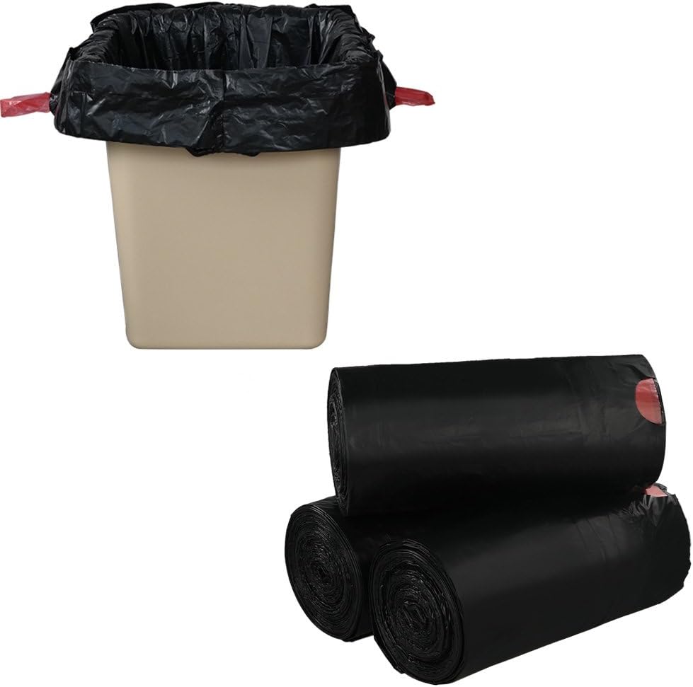 Begale Small Drawstring Garbage Bag, 1.5 Gallon Black Trash Bag, 110