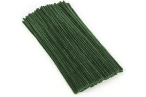 PYRISUU Pipe Cleaners, 100 Pieces Moss Green Chenille Stems Craft, 12 inch Long Fluffy Pipe Cleaners for Creative DIY Art Craft Projects, Home Decoration Supplies (6 mm x 30 cm, Moss Green)