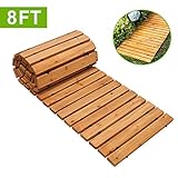 Reliancer 8' Wooden Garden Pathway Weather-resistant Straight Walkway Roll Out Cedar Outdoor Patio Path Rustic Decorative Garden Boardwalk Walkways Roll Up Beach Wood Road Floor Wedding Party Pathways