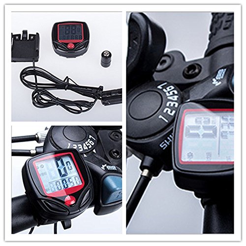 JSDOIN Bike Speedometer Waterproof Wireless Bicycle Bike Computer and Cycling Odometer with Automatic Wake-up Multi-Function LCD Backlight Display