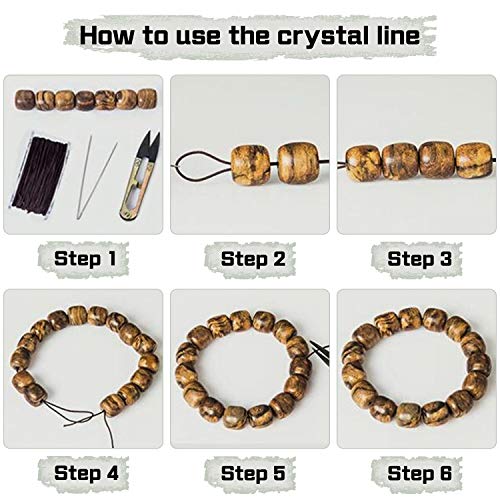 Elastic Bracelet String Crystal Cord Stretch Bead Cord for Jewelry Making and Bracelet Making Clear and Black 1mm 3 Pack - Thumbnail 3