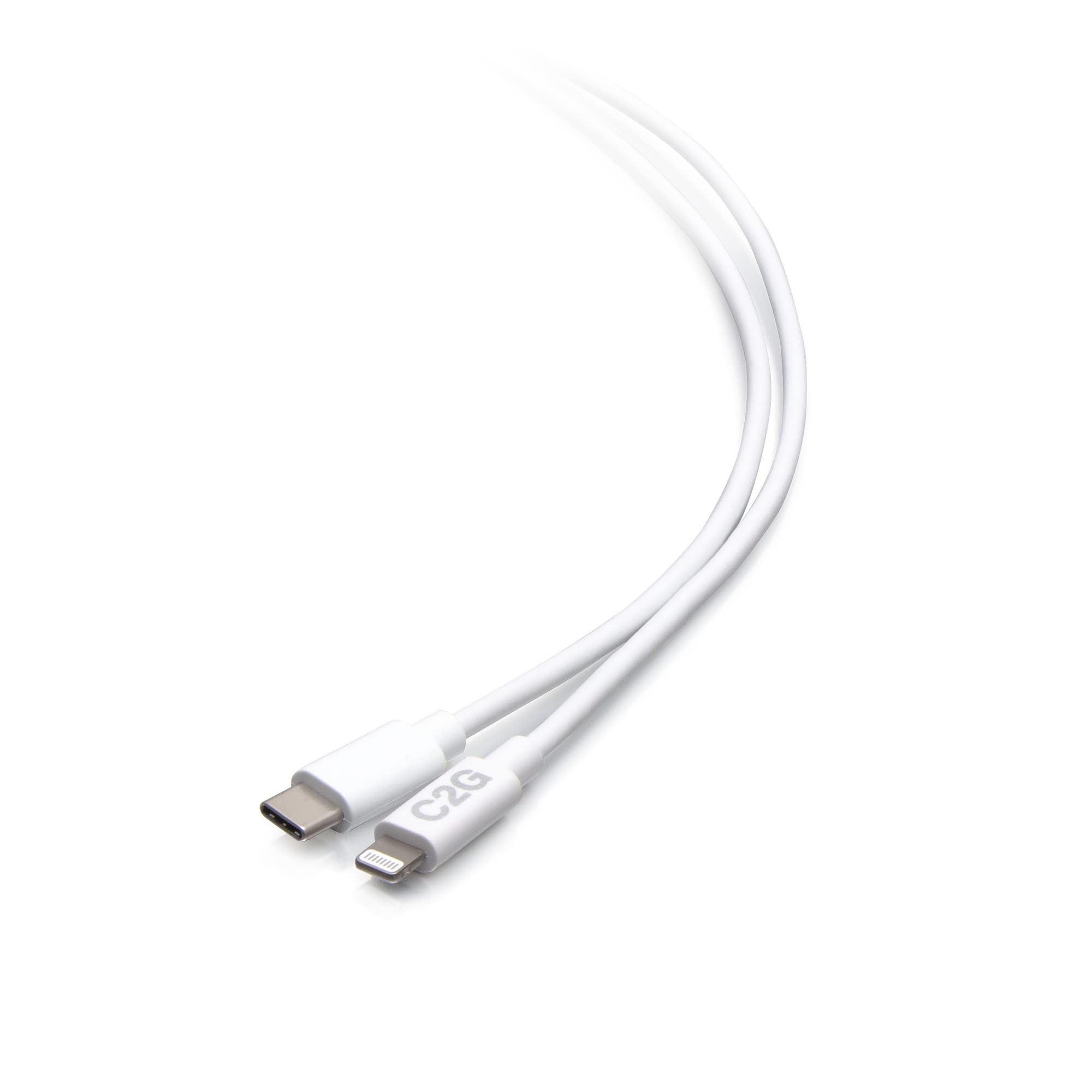 C2G 0.9M USB-C® Male to Lightning Male Sync and Charging Cable - White (3 ft) - Mfi Certified short Lightning Cable for use with Apple iPhones