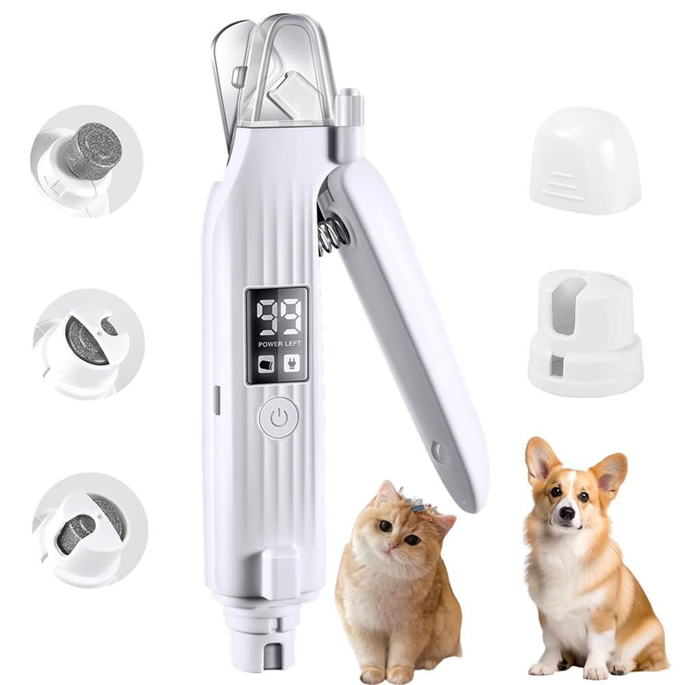 2 in 1 Pet Dog Nail Grinder and Dog Nail Clippers for Dogs Claws Safe Dog Nail Trimmer 3-Speed Electric Pet Nail Grinders for Dogs Nail File with LED Light for Small Medium Large Breed Dog and Cat