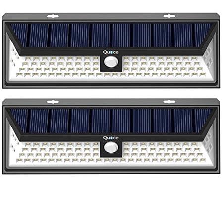 Quace 90 LED Solar Powered Motion Sensor Security Lights - Set of 2