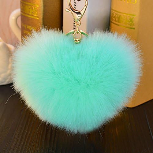 NEW PLEASURE Quality Wool Heart-shaped Ball Key Chains Car Key Ring Bag Pendant (Light Green)