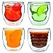 Curva Artisan Series Double Wall Beverage Glasses and Tumblers – Set of 4 Unique 8 oz Thermo Insulated Drinking Glasses